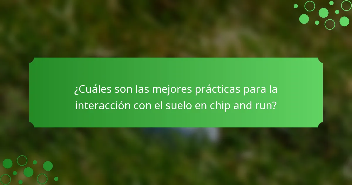 ¿Cuáles son las mejores prácticas para la interacción con el suelo en chip and run?